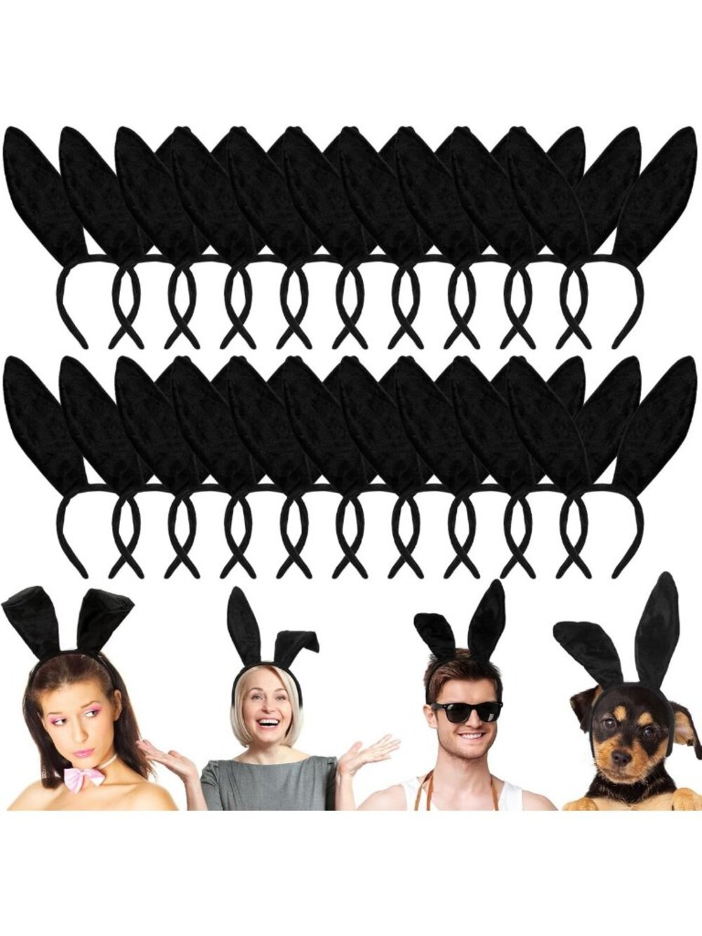 Cute Plush Bunny Ears Headband - 24 Pcs Rabbit Ears for Halloween Cosplay Party